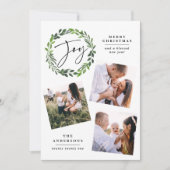 Waterverf greenery met multi-fotoscript feestdagenkaart (Voorkant)