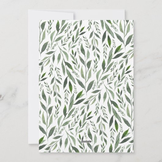 Waterverf greenery met multi-fotoscript feestdagenkaart (Achterkant)