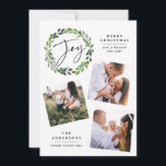 Waterverf greenery met multi-fotoscript feestdagenkaart<br><div class="desc">Waterverf groenery met multi-fotoscript,  geniet van Kerstmis/vakantiekaart.</div>