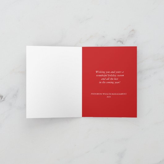 Waterverf Greenery met Red Bow Folded Holiday Bedankkaart (Binnen)