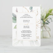 Waterverf Greenery met Sage and Gold Wedding Inv Kaart (Staand voorkant)