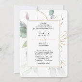 Waterverf Greenery met Sage and Gold Wedding Inv Kaart (Voorkant)