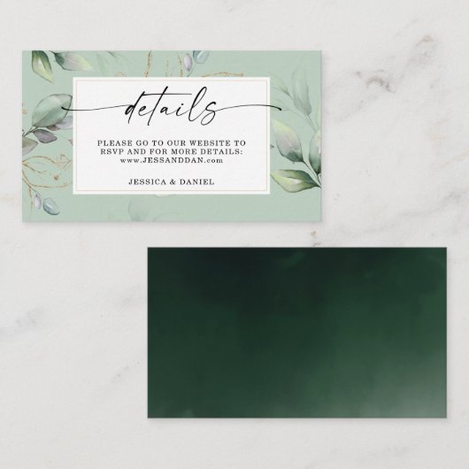 Waterverf Greenery met Sage en Gold Details Bus Visitekaartje (Voorkant / Achterkant)