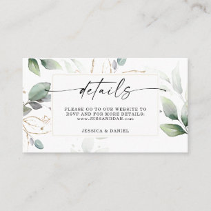 Waterverf Greenery met Sage en Gold Details Visitekaartje
