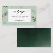 Waterverf Greenery met Sage- en Gold RSVP-kaart Visitekaartje (Voorkant / Achterkant)
