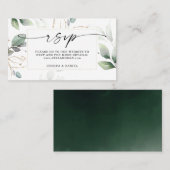 Waterverf Greenery met Sage- en Gold RSVP-kaart Visitekaartje (Voorkant / Achterkant)