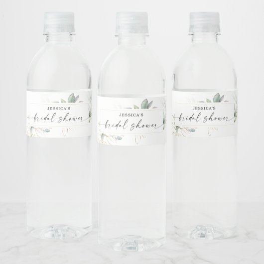 Waterverf Greenery met Sage Water Fles Label Waterfles Etiket (Flessen)
