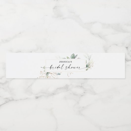 Waterverf Greenery met Sage Water Fles Label Waterfles Etiket (Enkel label)