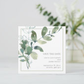 Waterverf Greenery Minimal Wedding Save The Date (Staand voorkant)