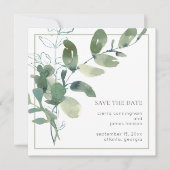 Waterverf Greenery Minimal Wedding Save The Date (Voorkant)