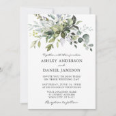 Waterverf Greenery Modern Elegance Wedding Kaart (Voorkant)