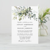 Waterverf Greenery Modern Elegance Wedding Kaart (Staand voorkant)