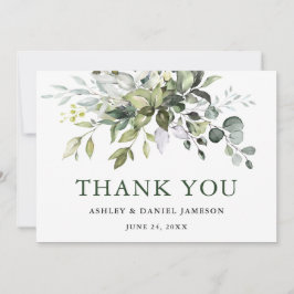 Waterverf Greenery Modern Elegant Green Wedding Bedankkaart