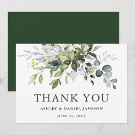 Waterverf Greenery Modern Elegant Green Wedding Bedankkaart