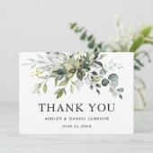 Waterverf Greenery Modern Elegant Wedding Bedankkaart (Staand voorkant)