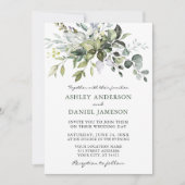 Waterverf Greenery Modern Elegant Wedding Kaart (Voorkant)