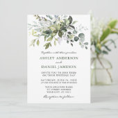 Waterverf Greenery Modern Elegant Wedding Kaart (Staand voorkant)
