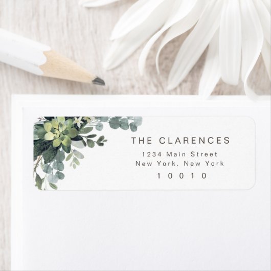 Waterverf Greenery Modern Return Address Label (Insitu)