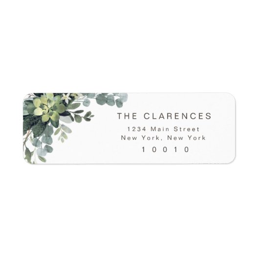 Waterverf Greenery Modern Return Address Label (Voorkant)