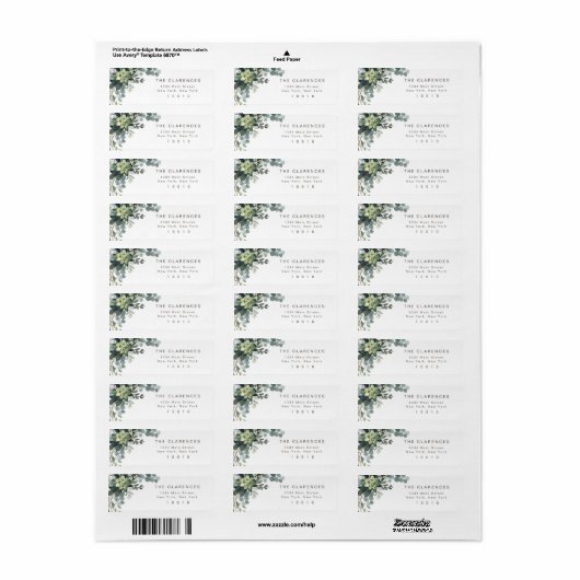 Waterverf Greenery Modern Return Address Label (Full Sheet)