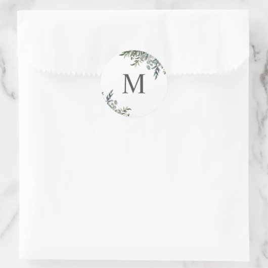 Waterverf Greenery Monogram Envelope Sticker (Tas)