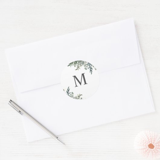 Waterverf Greenery Monogram Envelope Sticker (Envelop)