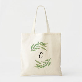 Waterverf Greenery Monogram Gepersonaliseerde Canv Tote Bag