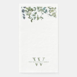 Waterverf Greenery Monogram Paper Guest Towels Servet