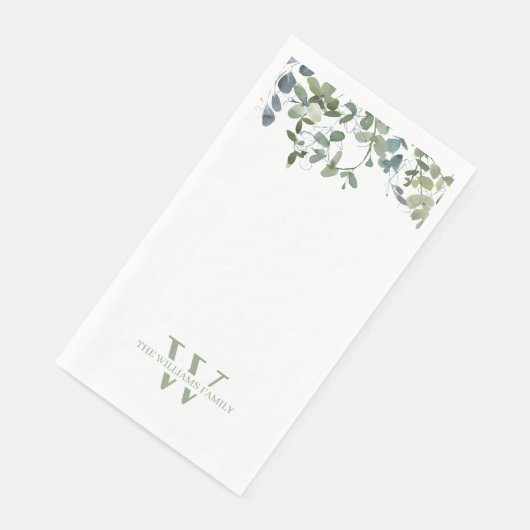 Waterverf Greenery Monogram Paper Guest Towels Servet (Hoek)
