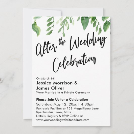 Waterverf Greenery na de bruiloft Kaart (Voorkant)