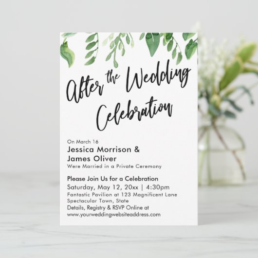 Waterverf Greenery na de bruiloft Kaart (Staand voorkant)