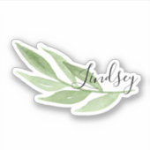 Waterverf Greenery Name Sticker (Voorkant)