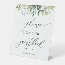 Waterverf Greenery Onderteken onze gids Reclamebord Met Voetstuk