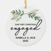 Waterverf Greenery Ons eerste kerstfeest Keramisch Ornament (Voorkant)