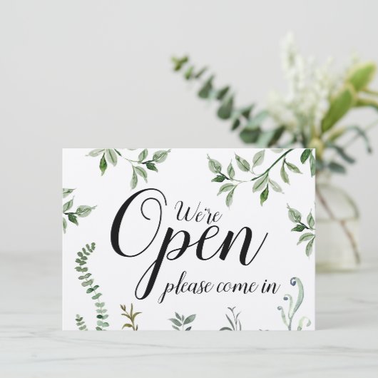 Waterverf Greenery Open Closed Sign (Staand voorkant)