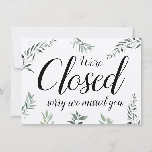 Waterverf Greenery Open Closed Spring Summer Sign (Achterkant)