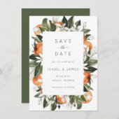 Waterverf Greenery Oranje Blossom Botanisch Save The Date (Voorkant / Achterkant)