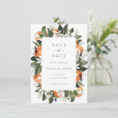 Waterverf Greenery Oranje Blossom Botanisch Save The Date (Staand voorkant)