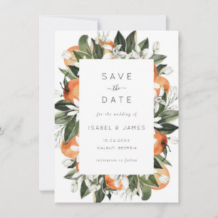 Waterverf Greenery Oranje Blossom Botanisch Save The Date