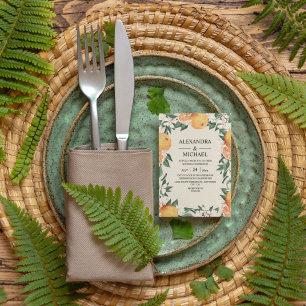 Waterverf Greenery Oranje Blossom Modern Wedding Kaart