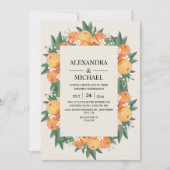 Waterverf Greenery Oranje Blossom Modern Wedding Kaart (Voorkant)