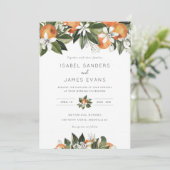 Waterverf Greenery Oranje Blossom Modern Wedding Kaart (Staand voorkant)