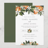 Waterverf Greenery Oranje Blossom Modern Wedding Kaart (Voorkant / Achterkant)