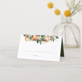 Waterverf Greenery Oranje Blossom Place Card Plaatskaartje
