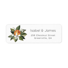 Waterverf Greenery Oranje Blossom Return Address Etiket