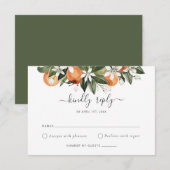 Waterverf Greenery Oranje Blossom Wedding RSVP Kaart (Voorkant / Achterkant)