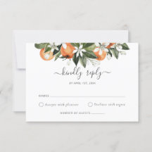Waterverf Greenery Oranje Blossom Wedding RSVP