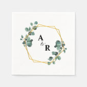 Waterverf Greenery Paar Monogram Trouwpapier Servet (Voorkant)