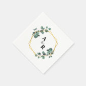 Waterverf Greenery Paar Monogram Trouwpapier Servet (Hoek)
