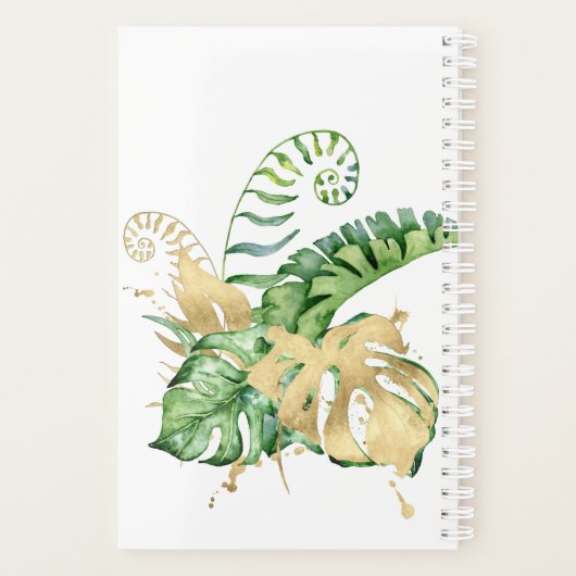 Waterverf Greenery Palm Gold Tropical Wedding Planner (Achterkant)